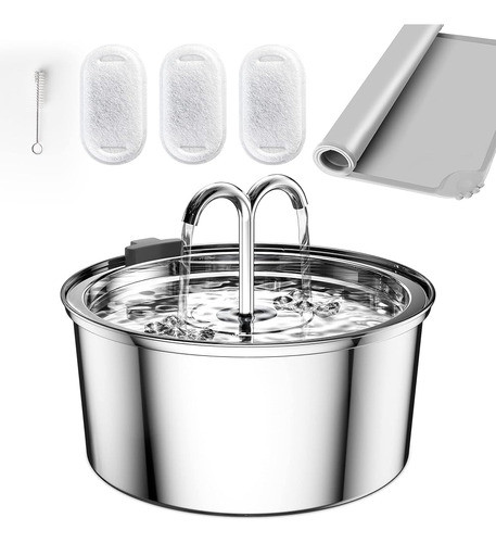 Fuente de agua HoneyGuaridan acero inoxidable para gatos